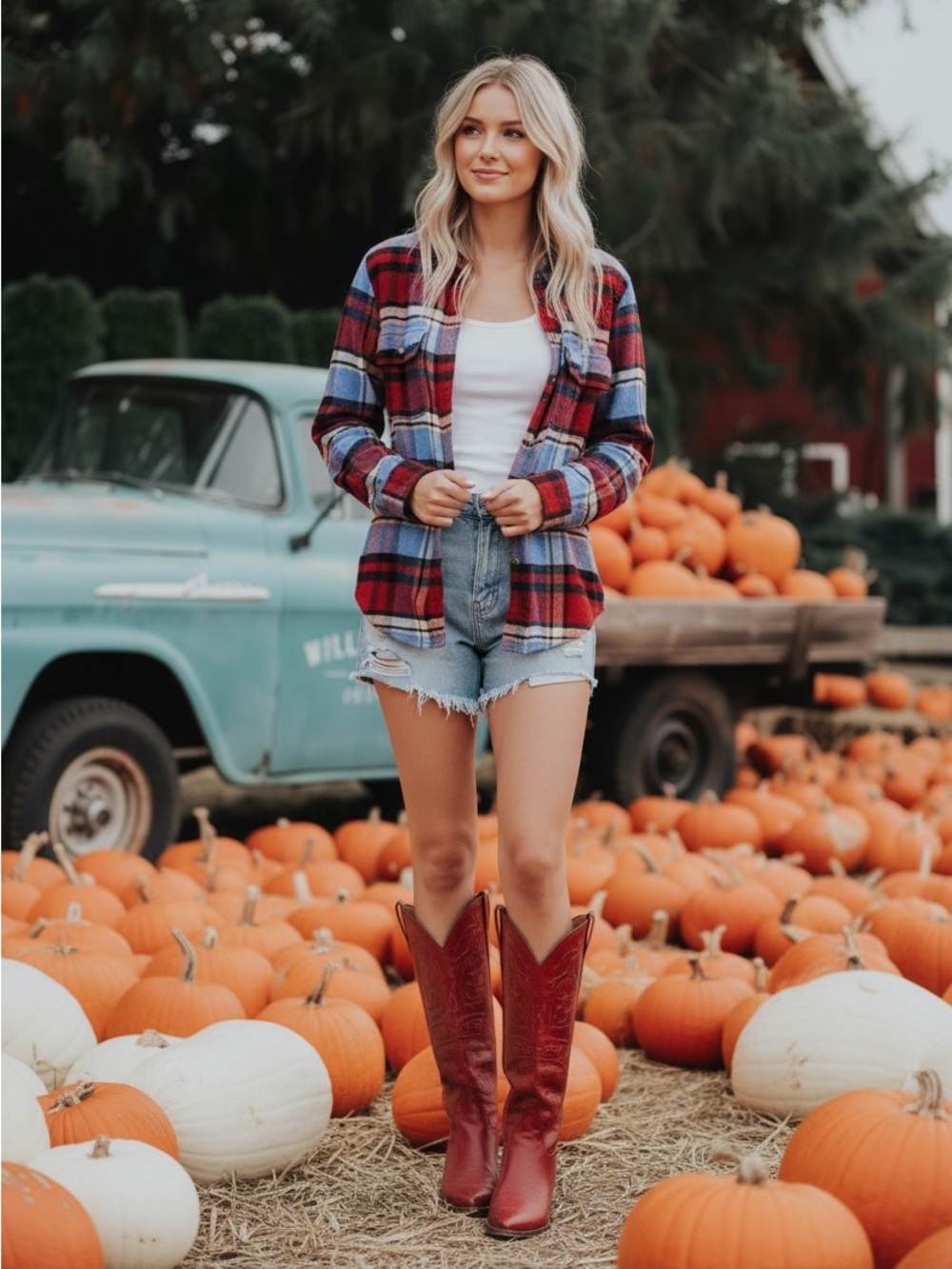 American Eagle Outfitters Red and Blue Plaid Button-Down Shirt
